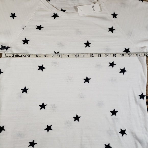 NWT LOFT White 3/4 Sleeve with Navy Blue Embroidered Stars Sweatshirt Size M - Picture 8 of 8